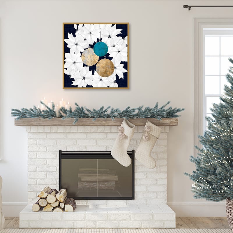 Blue Sophisticated Christmas III by Grace Popp Framed Canvas Wall Art Print