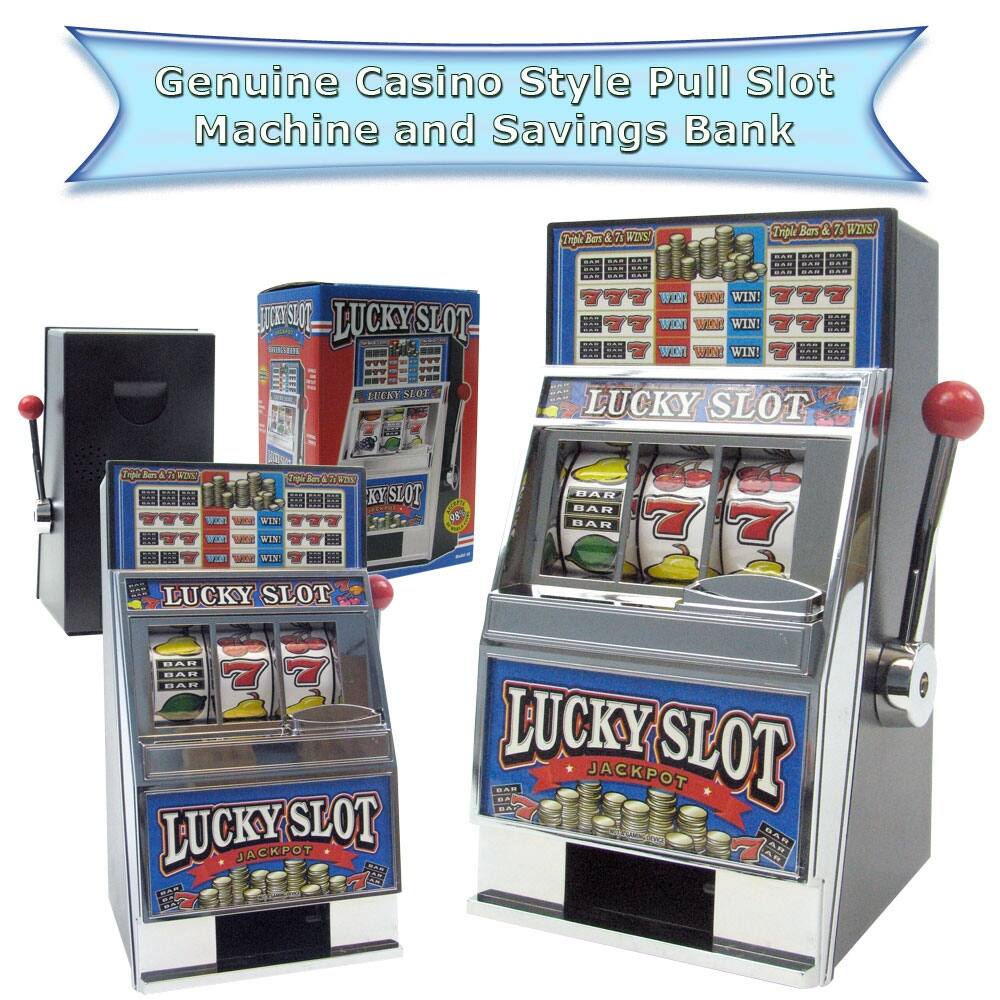 Lucky Slot Machine Bank - Play the Game - Gray - 4 x 4.25 x 7.65