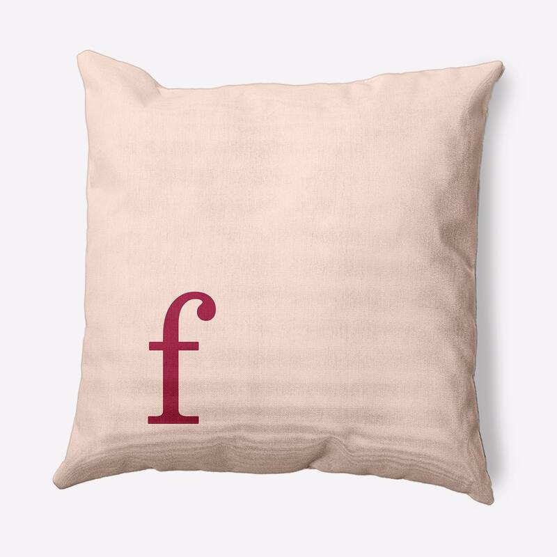 Modern Monogram Indoor/Outdoor Throw Pillow-F - 18" x 18" - Cranberry