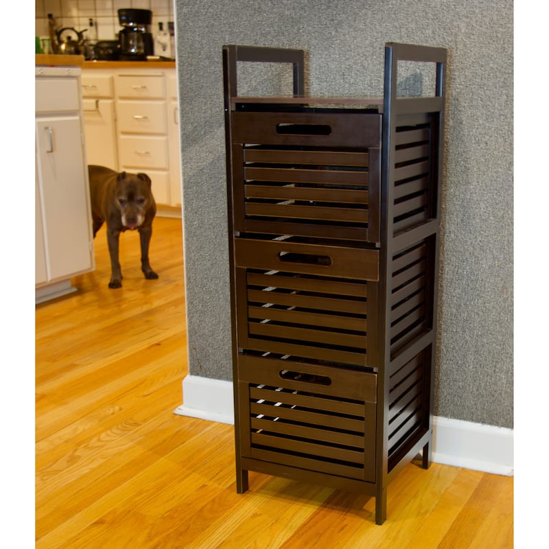Bamboo Storage Tower with 3 Slatted Drawers