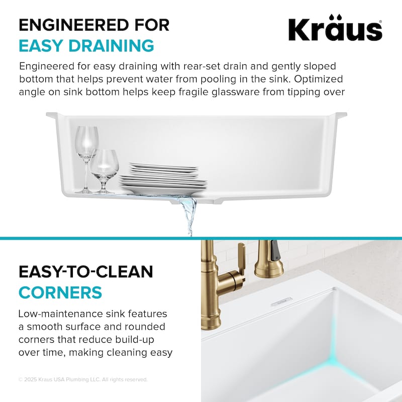 KRAUS Granite 31 inch 1-Bowl Undermount Drop-in Kitchen Sink