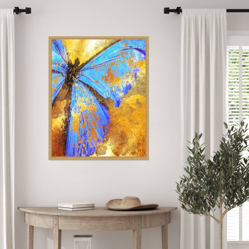 Blue Butterfly by Sannel Larson Framed Canvas Wall Art Print