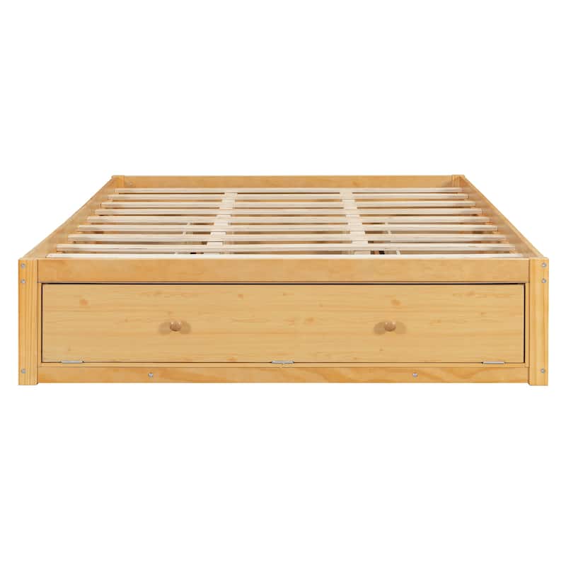 Queen Size Storage Platform Bed with 4 Drawers & Hydraulic Lift Footboard, Space-Saving Frame