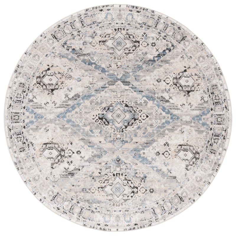 SAFAVIEH Quincy Hannmeike Vintage Oriental Rug - 6'7" Round - 6'7" Round - Ivory/Blue
