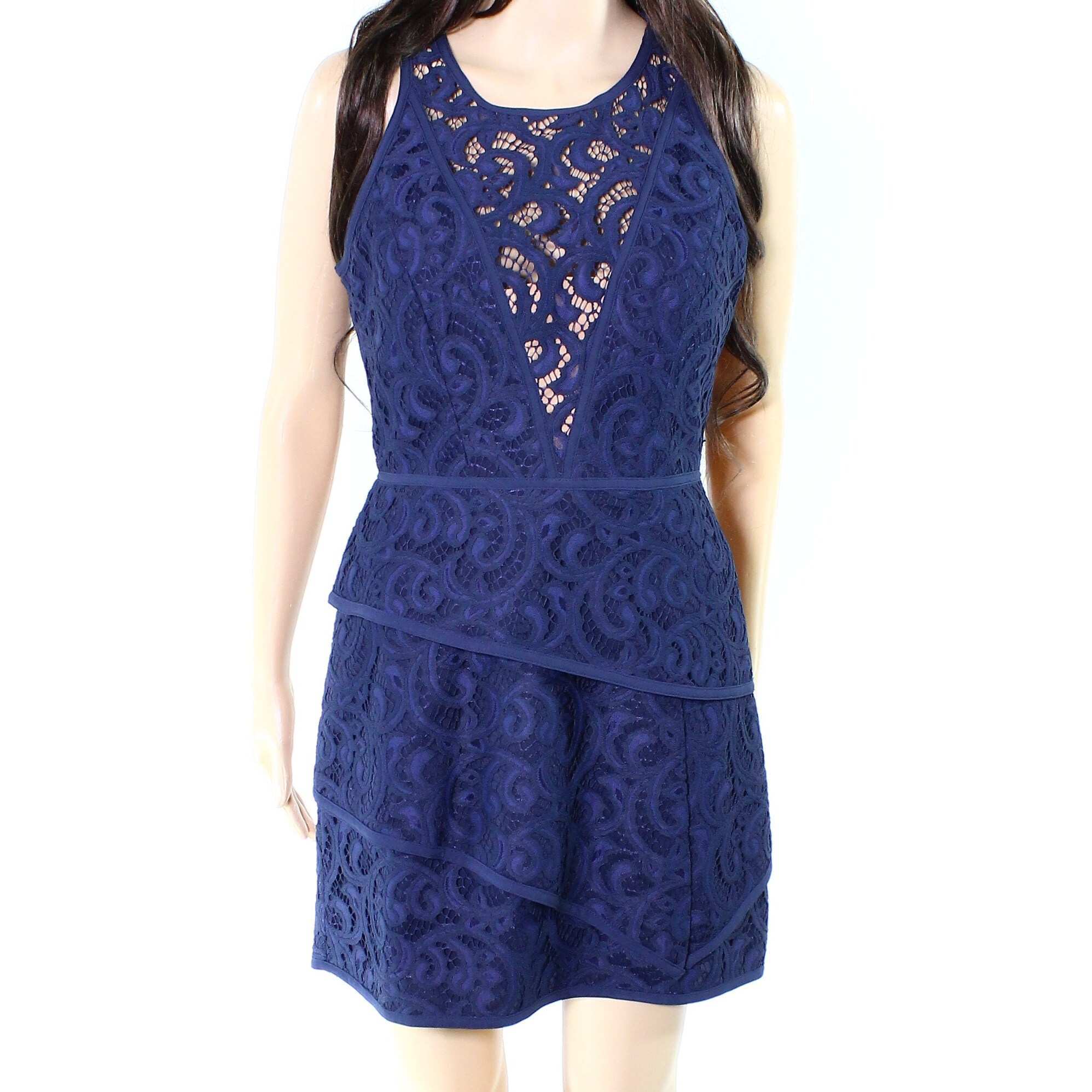 Bcbg Max Azria New Navy Blue Womens Size 6 Tiered Lace A Line Dress Overstock 20269434 Bcbg max azaria terry pacific blue cocktail dress size xs. overstock com