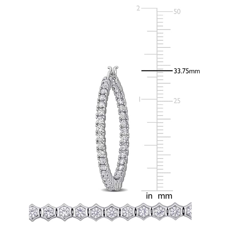 Miadora 9 3/4ct TGW Created White Sapphire Inside Outside Hoop Earrings in Sterling Silver