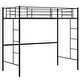 preview thumbnail 1 of 7, Twin Size Space-saving Metal Loft Bed with Full-Length Guardrail and 2 Ladders-Black - Black