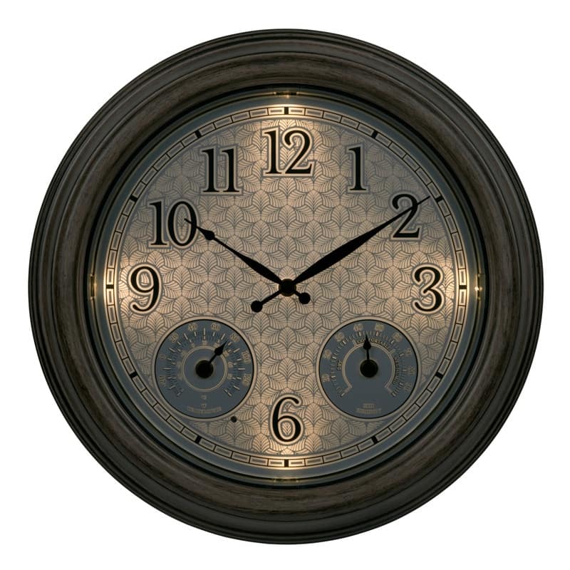 La Crosse 435-3239-INT 15.5" Outdoor Lighted Leaves Quartz Wall Clock