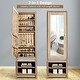 preview thumbnail 6 of 6, 2-in-1 Wooden Cosmetics Storage Cabinet with Full-Length Mirror and Bottom Rack - 21" x 16" x 68" (L x W x H)