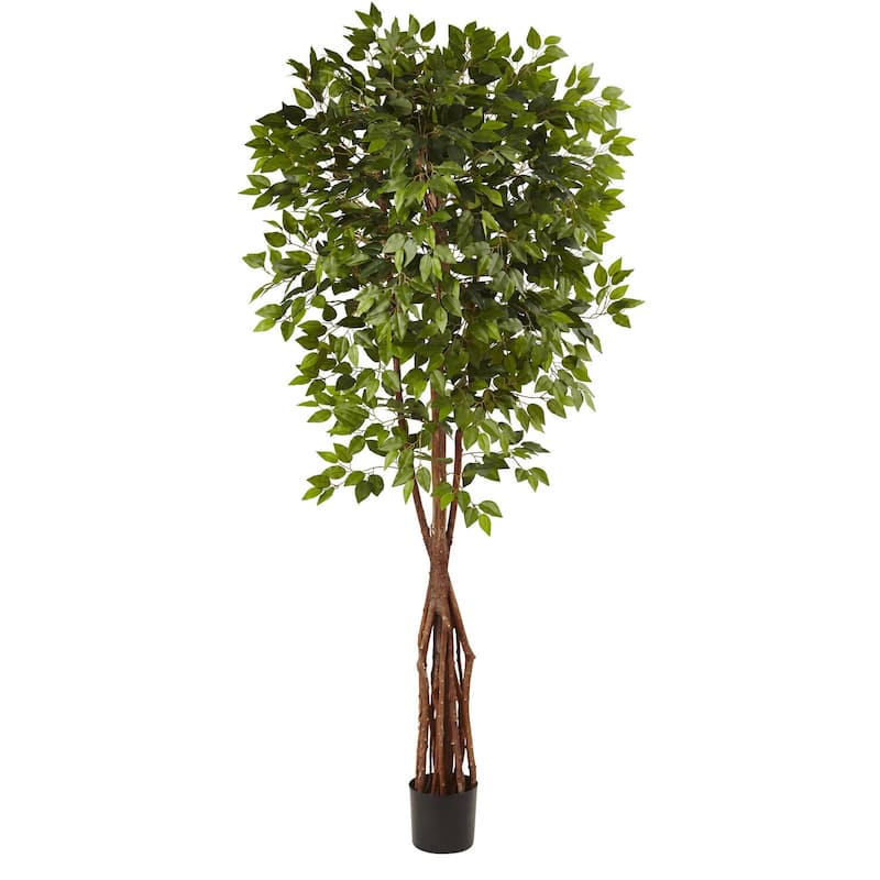Artificial Antique Accents Tree - 7.5Ft Deluxe Indoor Outdoor Decor - 1386 Lush Green Leaves - 7.5ft.