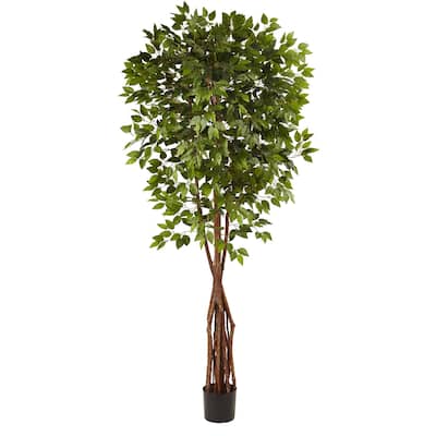 Artificial Antique Accents Tree - 7.5Ft Deluxe Indoor Outdoor Decor - 1386 Lush Green Leaves - 7.5ft.