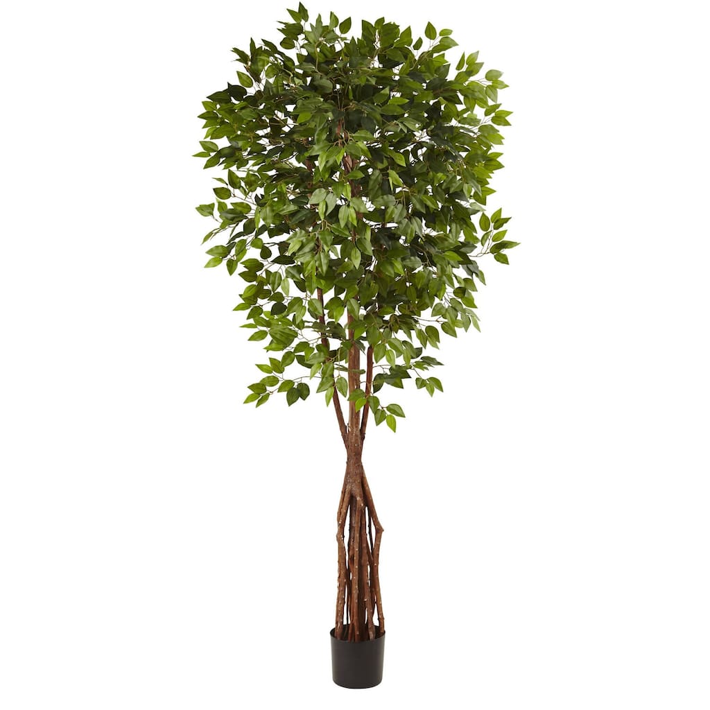 Artificial Antique Accents Tree - 7.5Ft Deluxe Indoor Outdoor Decor - 1386 Lush Green Leaves - 7.5ft.