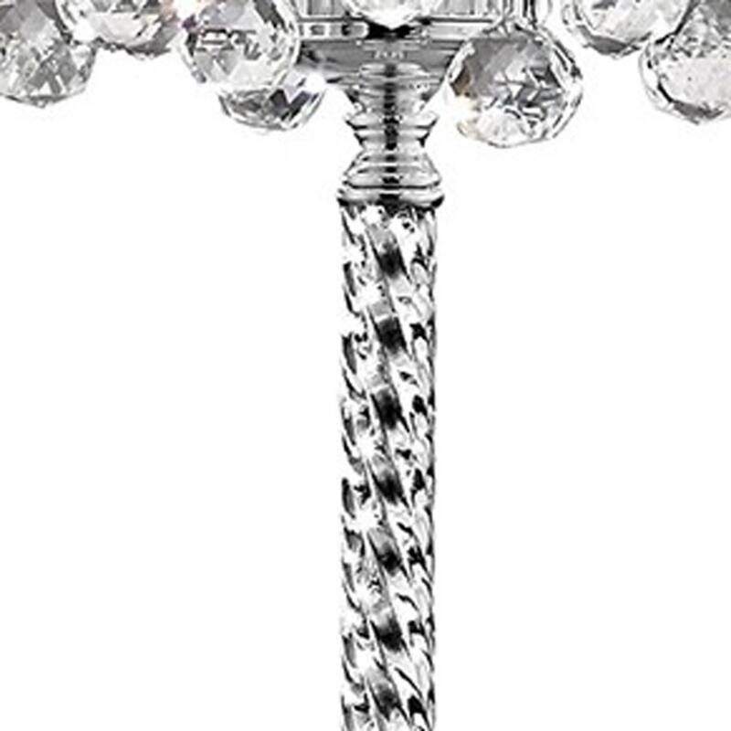 Silver Metal Candelabra Floor Lamp with White Fabric Drum Shades and Inline Switch - 17” x 17” x 62.5” (D x W x H)