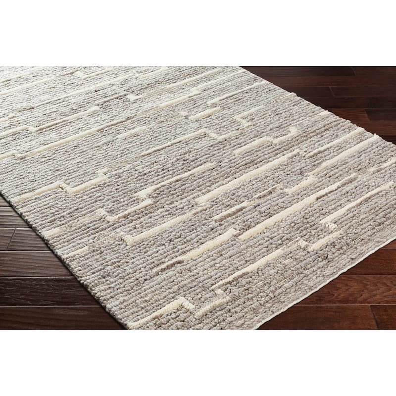 Merryn Handmade Abstract Striped Wool Area Rug.