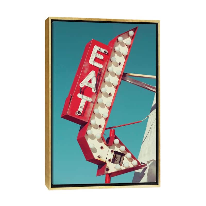 iCanvas "Retro Eat Sign" by Danita Delimont Framed - Gold - 26x18