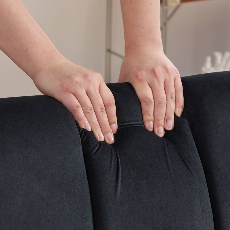 Black Modern Upholstered Armless Chair with Metal Legs, Velvet Accent Chair Side Chair Reading Chair Reception Chair