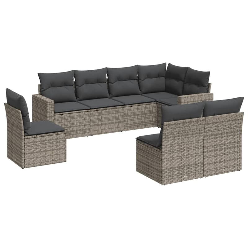 vidaXL Garden Sofa Set Grey PE rattan Large Modular Garden Sofa Set - 24.4 x 25.8 x 27.2