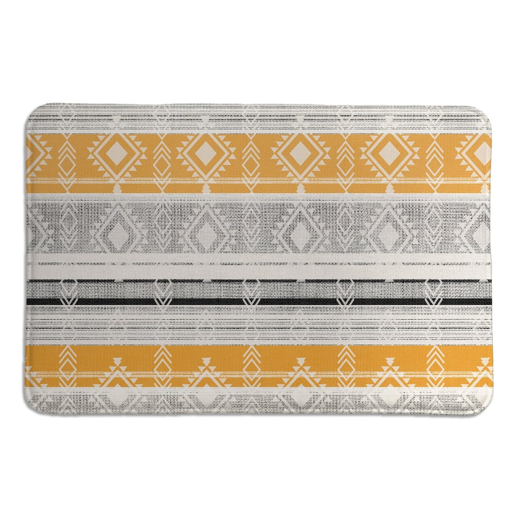Laural Home Sierra Black and Mustard I Memory Foam Rug