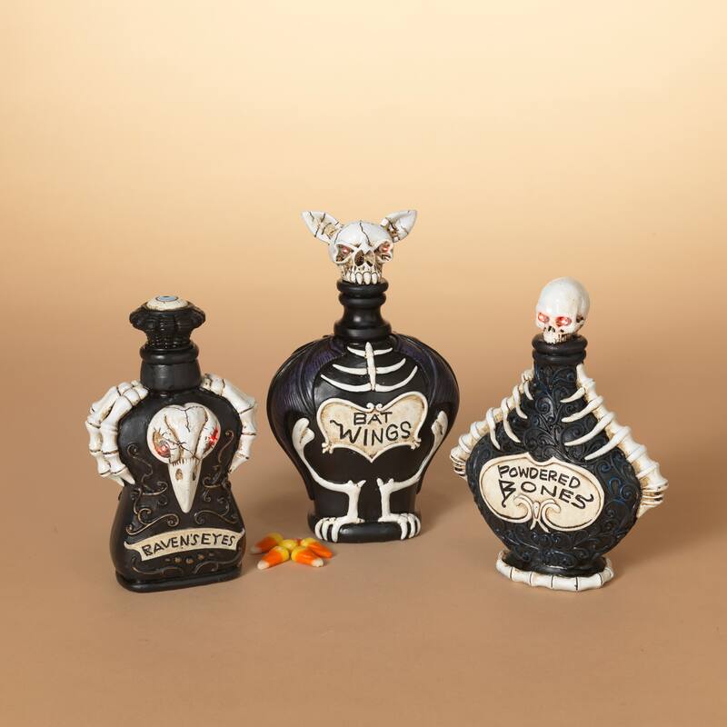 Set of 3 Battery Operated Lighted Halloween Potion Bottles