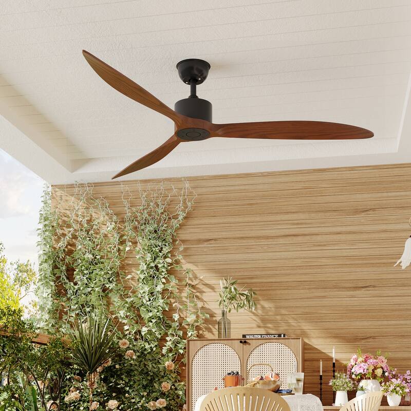 Walnut Ceiling Wood Fan with Remote, 6 Speeds,for All Seasons,Bedroom,Balcony,study