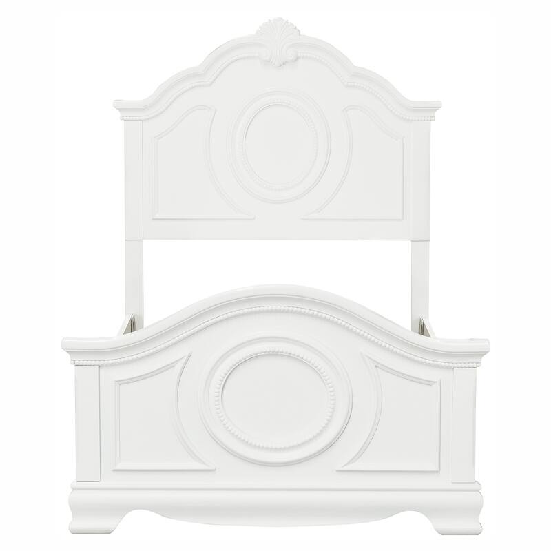 Twin Size Wood Panel Bed with Traditional Design and Bead Molding Detailing