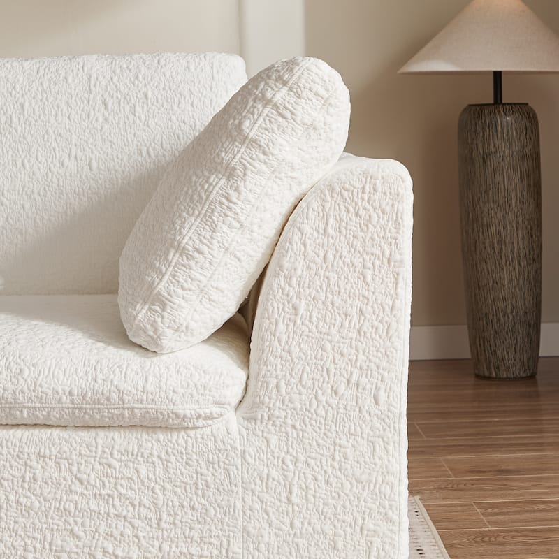 Floor Standing L-shaped Sectional Sofa Modular Deep Seat Couch Chenille Sleeper Sofa Bed with Ottoman Chaise Lounge and Pillows
