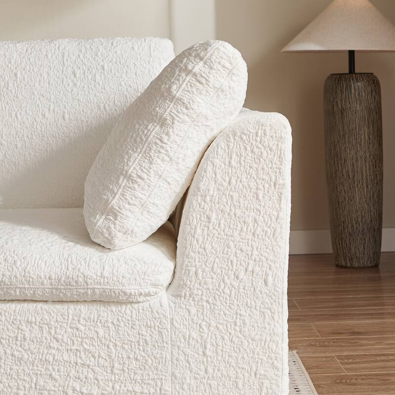 L-Shaped Convertible Cloud Sectional Sofa, Oversized Chenille Fabric Compressed Sofa, Modular 3 Seater Sofa with Ottoman