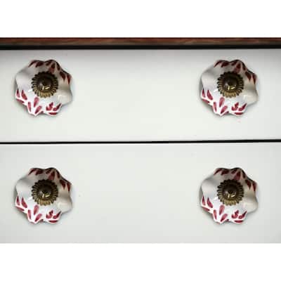 1.5" X 1.5" X 1.5" White Burgundy And Copper Knobs 12 Pack