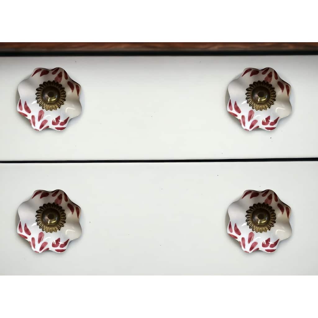 1.5" X 1.5" X 1.5" White Burgundy And Copper Knobs 12 Pack