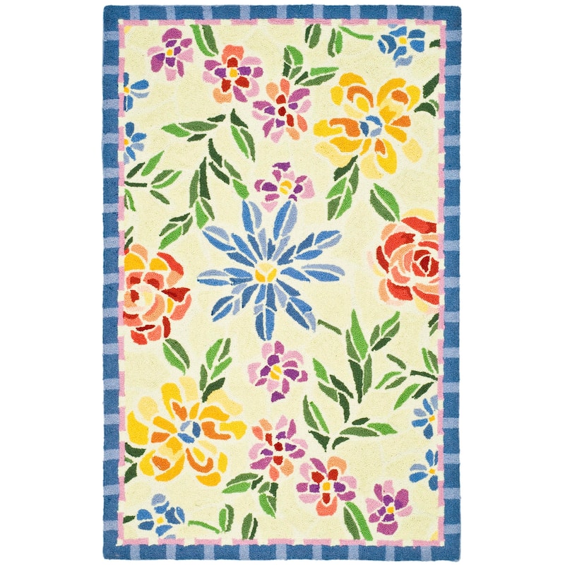 SAFAVIEH Handmade Chelsea Sprig French Country Floral Wool Rug - 1'8" x 2'6" - Ivory