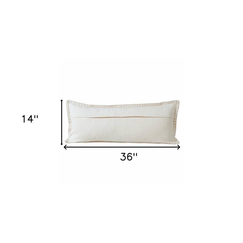 HomeRoots 14" X 36" Beige Cotton Throw Pillow