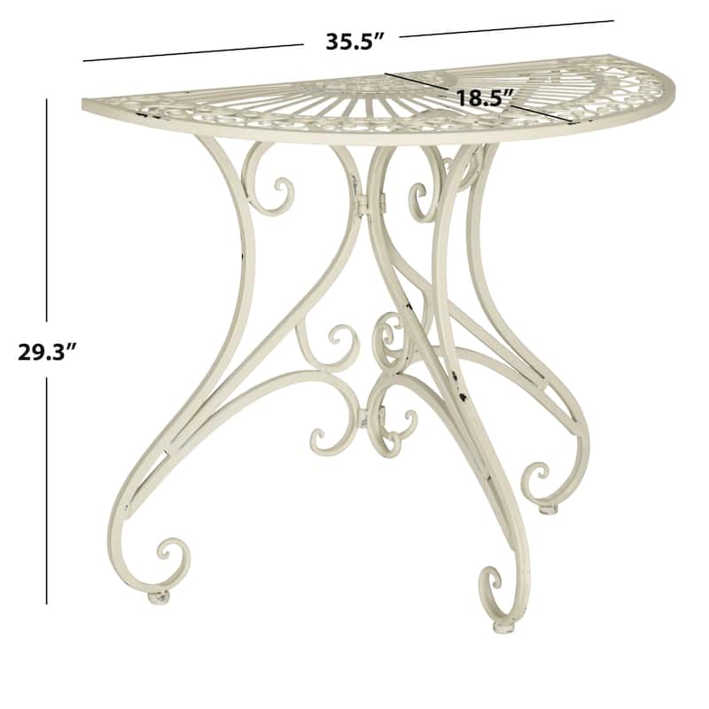 SAFAVIEH Outdoor Tatyanna Annalise Iron Accent Table - 36"W x 19"D x 29"H