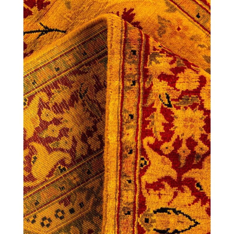 Overton Hand Knotted Wool Vintage Inspired Modern Contemporary Overdyed Yellow Runner Rug - 2' 7" x 8' 2"
