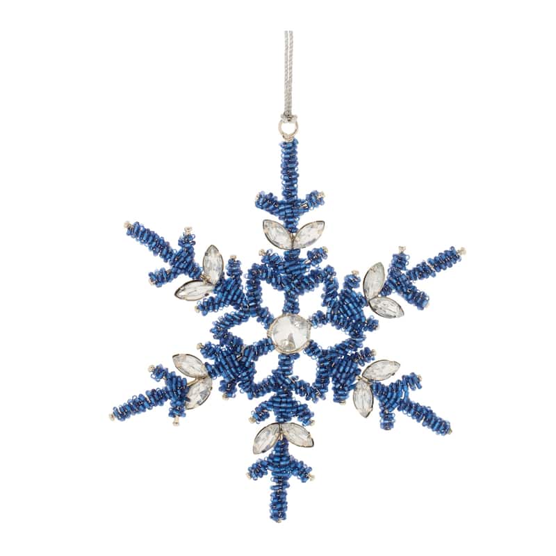 Traditional Style Beaded Snowflake Christmas Ornaments - 6" - 12ct