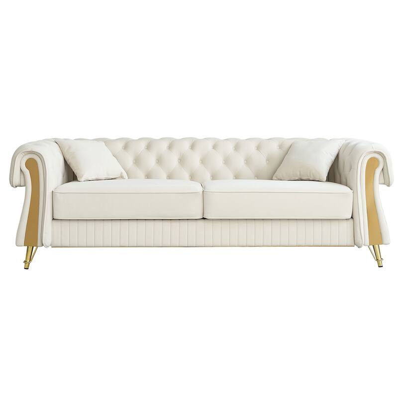 89" Velvet 3-Seater Sofa Sofa with Two Seat Cushions and Two Toss Pillows