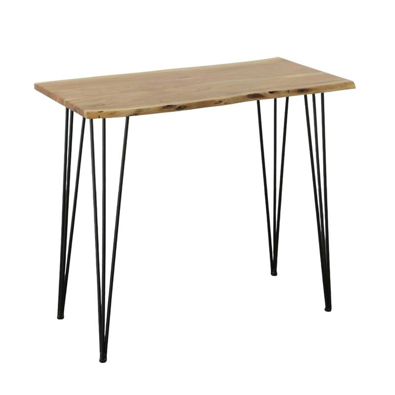 Wooden Top Live Edge Bar Table - 42" - Brown and Black