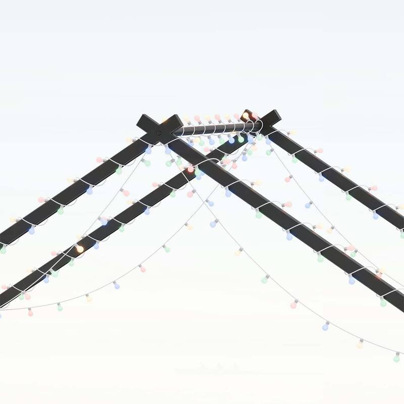 Platform Bed with LED light strips,roof-shaped iron frame,and low profile design for safety and style