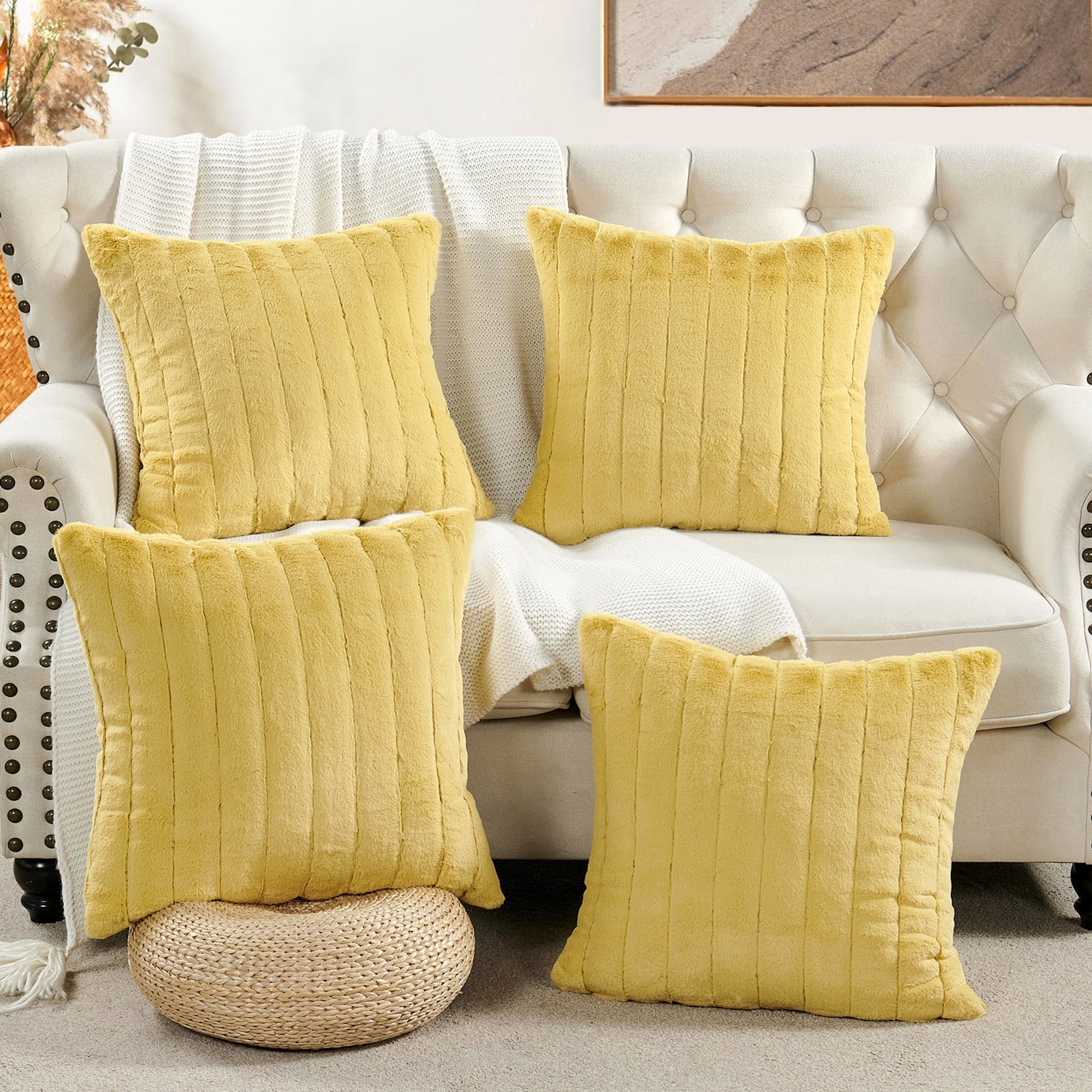 Supermink Soft Solid Throw Pillow Covers Set of 4, NO INSERT-image