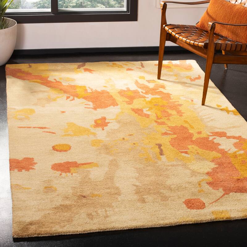 SAFAVIEH Handmade Soho Kaylin Splashes N.Z. Wool Rug - 8'3" x 11' - Beige/Multi
