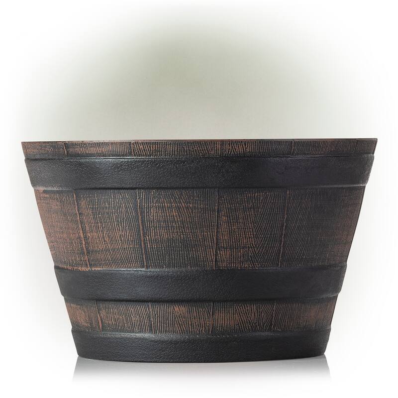 Alpine Corporation 11" Tall Indoor/Outdoor Barrel Shaped Planter - 18 x 11