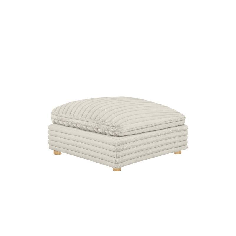 Best Quality Furniture 4-Piece Section Corduroy Modular - Beige Ottoman