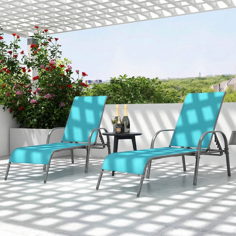 Costway Patio Lounge Chair Chaise Adjustable Reclining Armrest - See Details