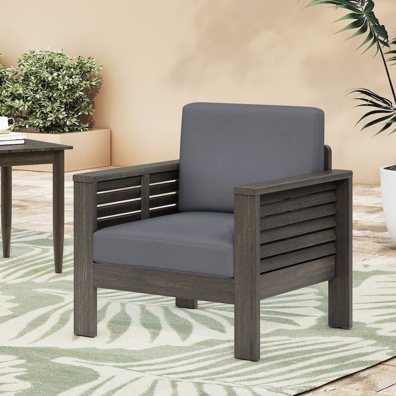 Outdoor Acacia Wood Club Chairs with Cushions,27.75"D x 32"W x 27.75"H