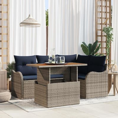 vidaXL 5 Piece Garden Sofa Set with Cushions - 70×48.2×27.2