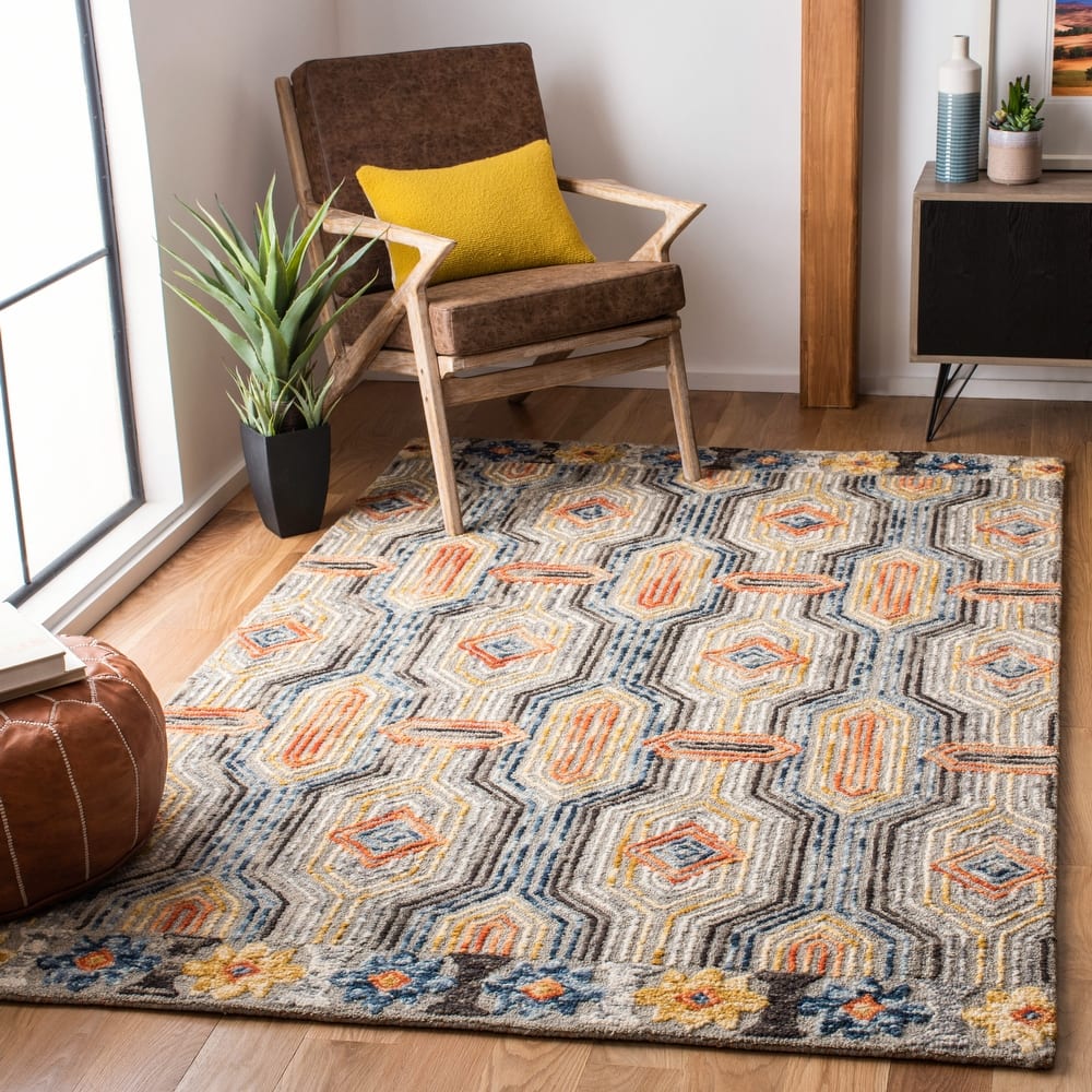SAFAVIEH Handmade Trace Shalonda Geometric Wool Rug