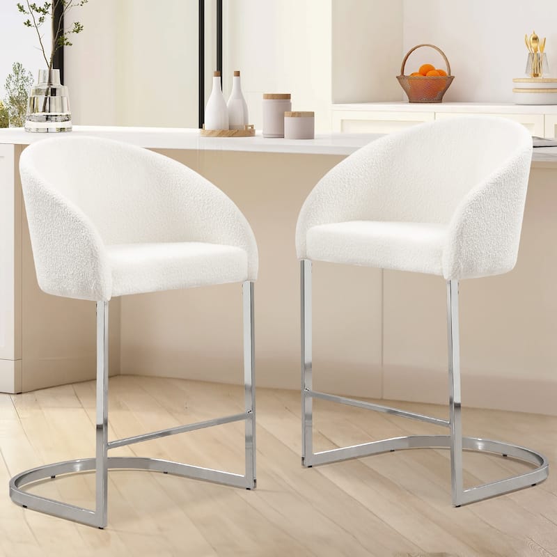 26" Fabric Upholstered Counter Height Bar Stools with Arms - 37" H x 22.4" W x 22" D