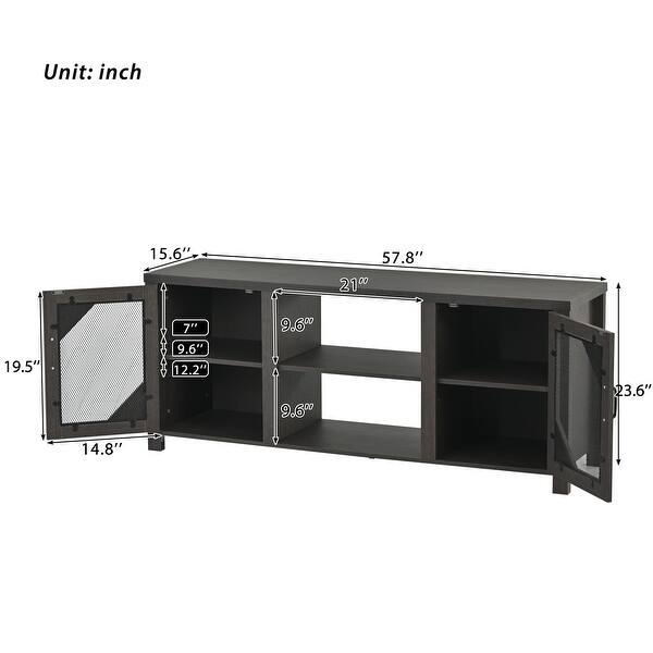 TV Stand for 65'' TV with Concealed Storage, Adjustable Shelves