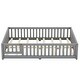 preview thumbnail 1 of 6, Full Size Bed Floor Bed with Safety Guardrails and Door for Kids, Gray Gray - Full