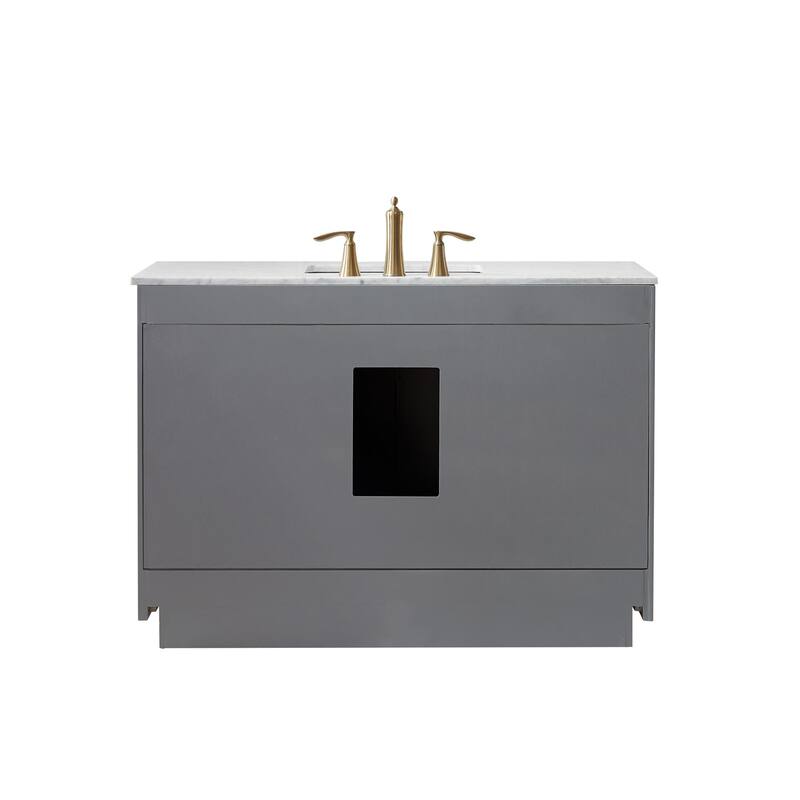 Altair Ivy Single Bathroom Vanity Set and Carrara White Countertop with Mirror