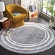 preview thumbnail 43 of 96, SAFAVIEH Border & Stripe Shag Eirny Modern 1.4-inch Thick Rug 6'7" Round - Grey/Ivory - Round